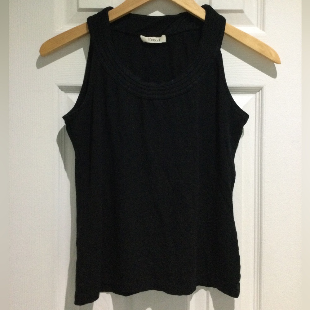 Precis  Black Fitted Sleeveless Tank Top